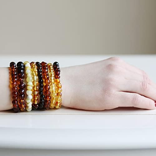 Pulsera De Ámbar Báltico En Banda Elástica - Pulsera De Cuen