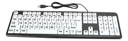 Teclado Negro De Baja Visión Con Cable Usb Para Ancianos, Bl