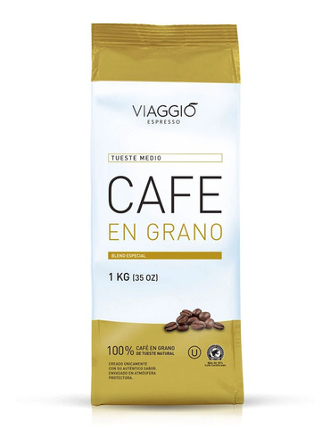 Imagen 1 de 4 de Café En Grano Viaggio Espresso Tostado Medio 1 Kilo