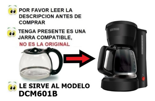 Jarra Repuesto Cafetera Black And Decker 5 Tazas Dcm601b