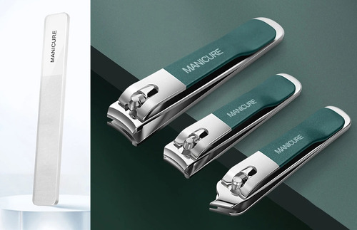 2 Estuches Set Kits Cortaúñas Manicura 4 Piezas A Inoxidable
