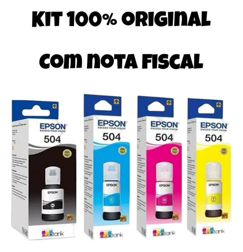Kit 4 Refil Tinta T504 L4150 L4160 L6161 L6191 L6171 Colorid