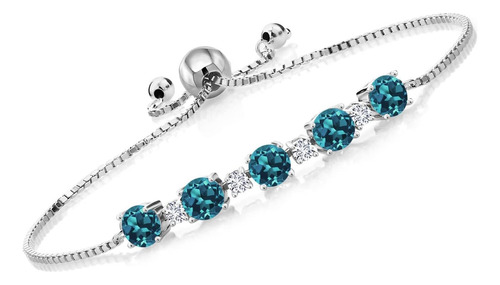 Gem Stone King Pulsera De Tenis De Plata De Ley 925 Redonda 