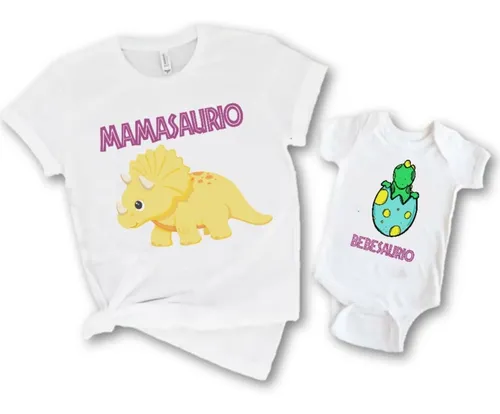 Duo Playeras Mam E Hijo a Dinosaurios Mamasaurio Bebesaurio