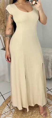Vestido longo casual com fenda sales