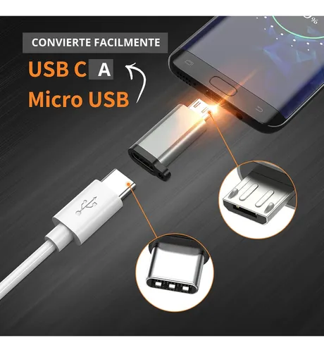 Adaptador Conector Usb C Hembra A Micro Usb V8 Macho2,0