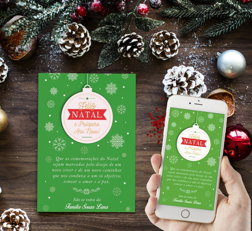 Cartão De Natal Verde - Digital E Whatsapp | Parcelamento sem juros