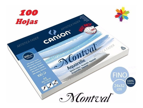 Block Canson Montval 30x42 300grs 100 Hojas Acuarela