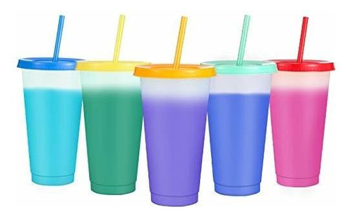 24oz Color Changing Cups,sursip 5pack Reusable Cold Drink Cu