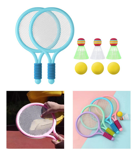 Raquetas De Tenis Para Niños, Juegos De Bádminton Azul