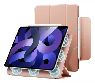 Funda magnética Capa P/ iPad Air 4 E 5 Protege Apple Pencil, color oro rosa