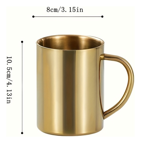 1pc Taza De Acero Inoxidable 304 Con Baño De Cobre, Taza De