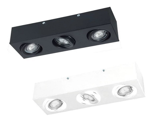 Aplique Plafon Blanco Negro C/ 3 Dicroica Led 7w Dimerizable