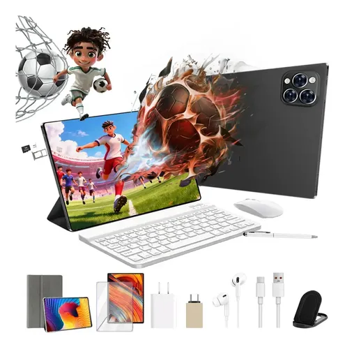 Tablet Android 15 Tab 12.8'' Hancdon 512gb 12gb Ram Kit 2-em-1 Notebook + Teclado Mouse Caneta Capa - Bateria 8800mah Dual Sim 5g Wi-fi Estudos Trabalho Roblox Youtube Nas Cores Preto