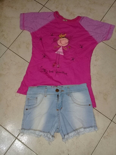 Short Jeans Nena X 2 Con Remera Talle 6