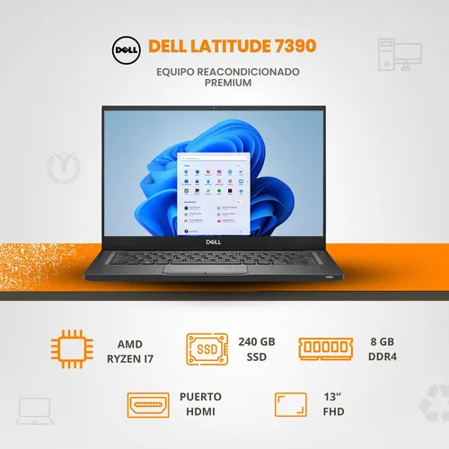 Notebooks Dell Latitude 7390 Core I7 (8va) 8gb 240gb (Reacondicionado)