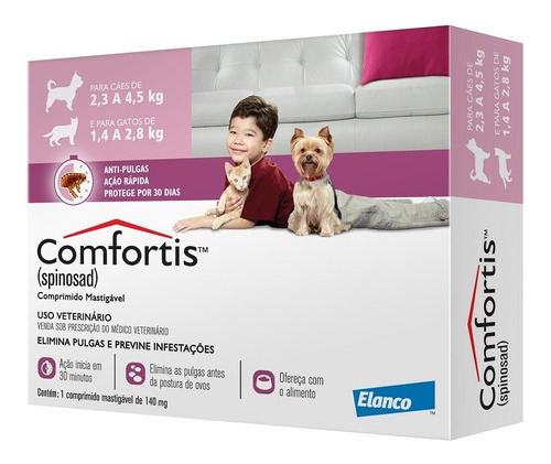 Antipulgas Comfortis Cães 2,3 A 4 Kg E Gatos 1,9 A 2,7 Kg