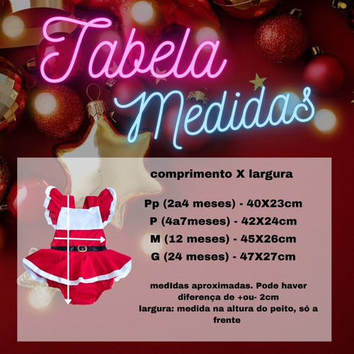 Imagem 5 de 7 de Romper De Natal Menina Bebê Body Mamãe Noel Roupa De Natal