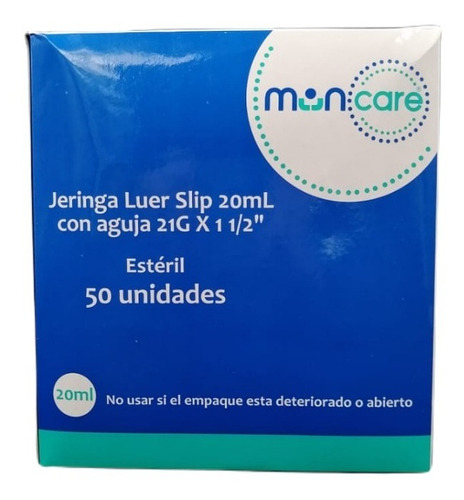 Jeringa Muncare Luer Slip 20ml 21g X 1 1/2 Caja X50