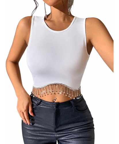 Crop Top Con Diamantes