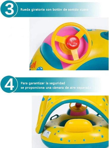 Salvavidas Flotante Albercas Para Bebés Con Toldo Amarillo
