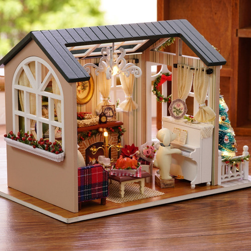 Estojo Casa Bonecas Miniatura Natal Diy Realista Mini 3d