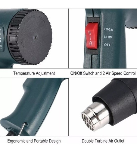 Pistola De Calor Industrial 1800w. 2 Temperaturas 50°- 550°c