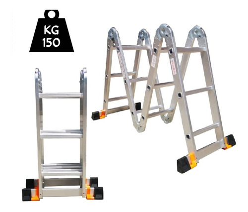 Escalera Multifuncional De 12 Pasos En Aluminio