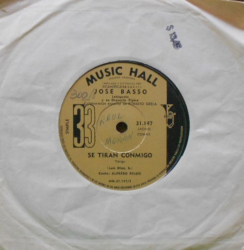 Jose Basso Se Tiran Conmigo Simple Vinilo Arg 8 Puntos