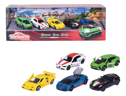 Majorette 5 Pack Gift Set Dream Cars Italy 5 Vehiculos Lambo