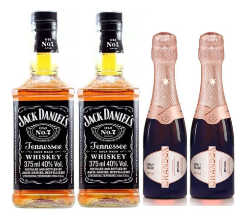 Kit Presente Jack Daniel's 375ml / Chandon Baby 187ml