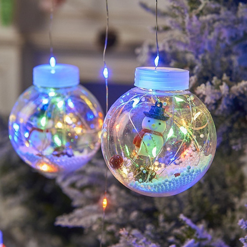 Serie De Luces Navideña En Forma De Esfera Con Santa Nieve