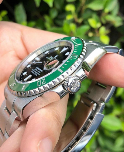Relógio Rolex Submariner Kermit 41mm 2022 Com Caixa Correia Prateado Bisel Verde Fundo Preto