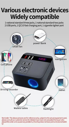Inversor De Carro 150 W Pico Dc 12 V/24 V A 110 V/220 V 1