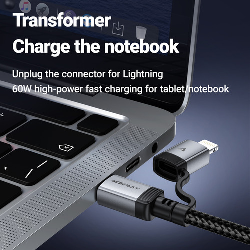Cable Acefast C20-01 Usb-c/lightning 60w Mfi Tejido