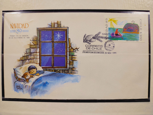 Sellos Chilenos Primer Dia De Emision Navidad 1989. Carpeta (Usado)