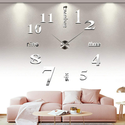 Z Reloj De Pared 3d Grande Sin Marco, Moderno, Mudo, Con