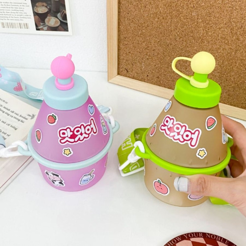 Vaso Termo Fruit Bottle Para Niño 400 Ml Con Popote Color Rosa Fruit Milk Bottle