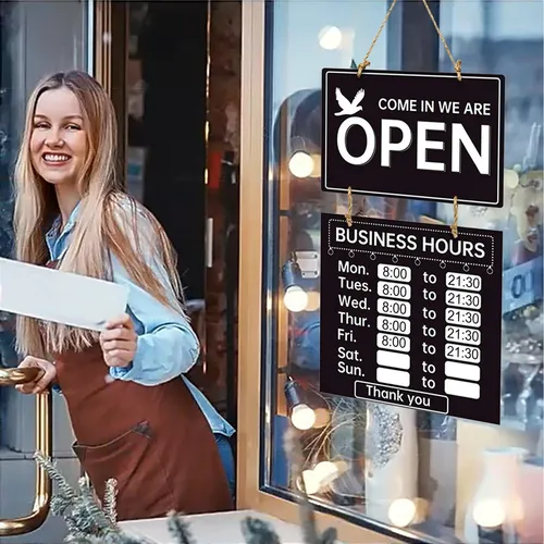 Y Cartel Comercial De Open Y Closed De 56x24.8 Cm Para