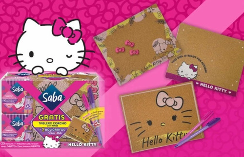 Pizarrón Tablero De Corcho Hello Kitty Promoción Saba (Usado)