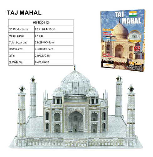 Puzzle 3d Bloques De Edificios De Fama Mundial-india Taj Mah