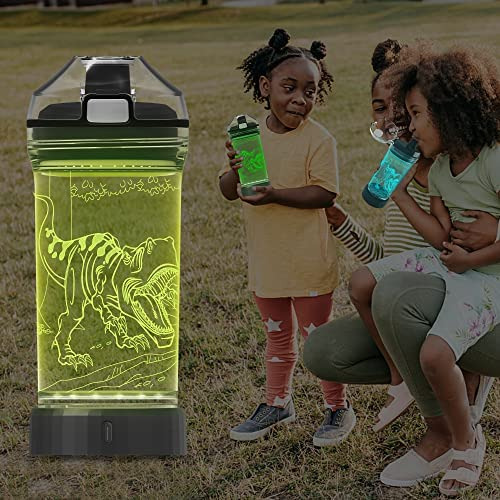 Botella De Agua Resplandeciente 3d De Dinosaurio, Vasos Para