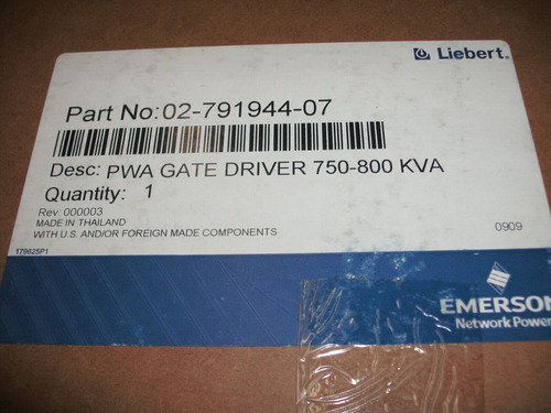 Emerson 02-791944-07 Pwa Gate Driver 750-800kva Factory  Yyu