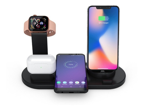 Imagen 2 de 6 de Estación De Carga Inalámbrica 4 En 1 iPhone- Android- Iwatch