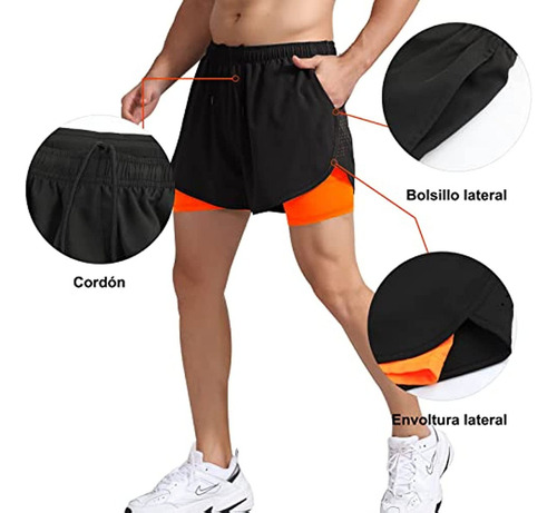 Shorts Hombre Deportivos 2 En 1 Pantalones Cortos De Correr
