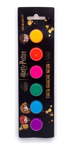 Tinta Guache Neon 6 Cores Harry Potter - 3,7ml Por Pote