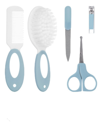Kit Cuidados Essenciais Unhas Cabelos Do Bebê Recém Nascido Cor Azul