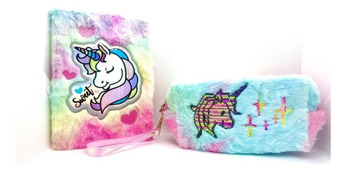 Set Mochila Estuche Y Cuadreno De Unicornio Para Niñas