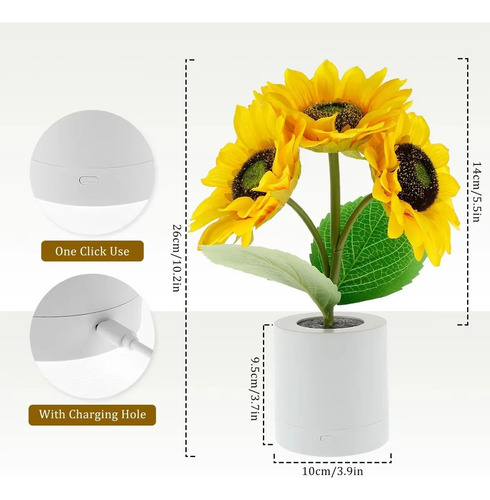 Lámpara Nocturna Led De Girasol Recargable