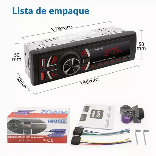 Reproductor de radio cassette 1788E 12 V universal para coche estéreo MP3  reproductor de música FM radio AUX TF tarjeta U disco coche accesorios :  : Electrónicos